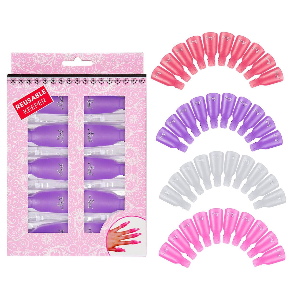 10Pcs Plastic Acrylic Nail Art Soak Off Cap Clip UV Gel Polish Remover Wrap Tool Gel Nail Polish Remover Clips for Fingernail Removal Soak Off Clips Wrap Cleaner Cap Clip (multicolor)-image-49