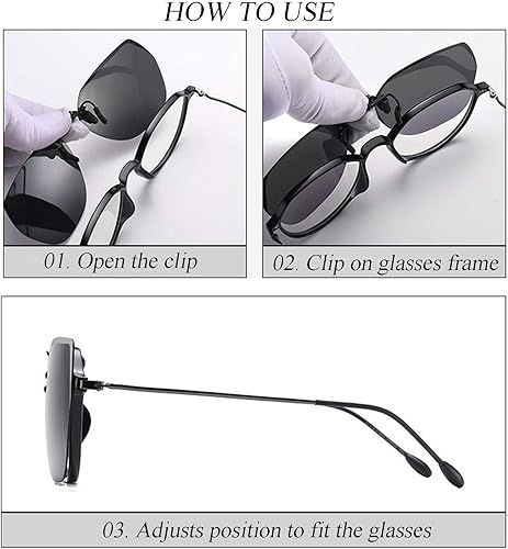 Miniatura 5 de Gafas de sol polarizadas extra grandes con clip, protección UV antirreflejos para gafas graduadas