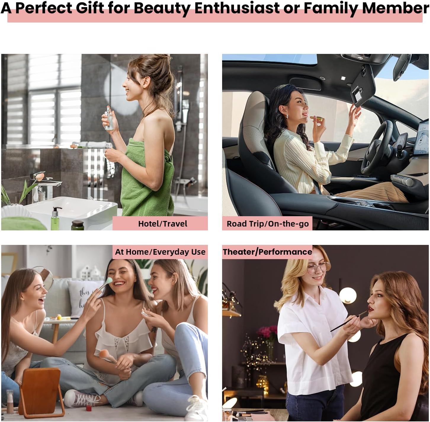 Travel Makeup Bag with LED Mirror Makeup Case with Light Up Mirror Portable Cosmetic Brush Organizer Bag with Adjustable Dividers for Cosmetics Makeup Brushes Toiletry (Pink) - Image 7