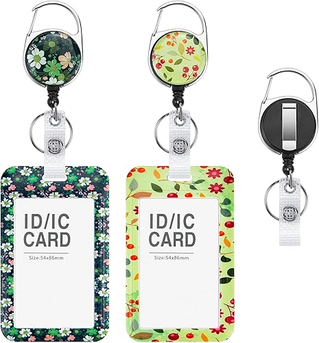 Juego de 2 portatarjetas de alta resistencia con carrete retráctil, soportes personalizados para tarjetas de identificación con clip retráctil para