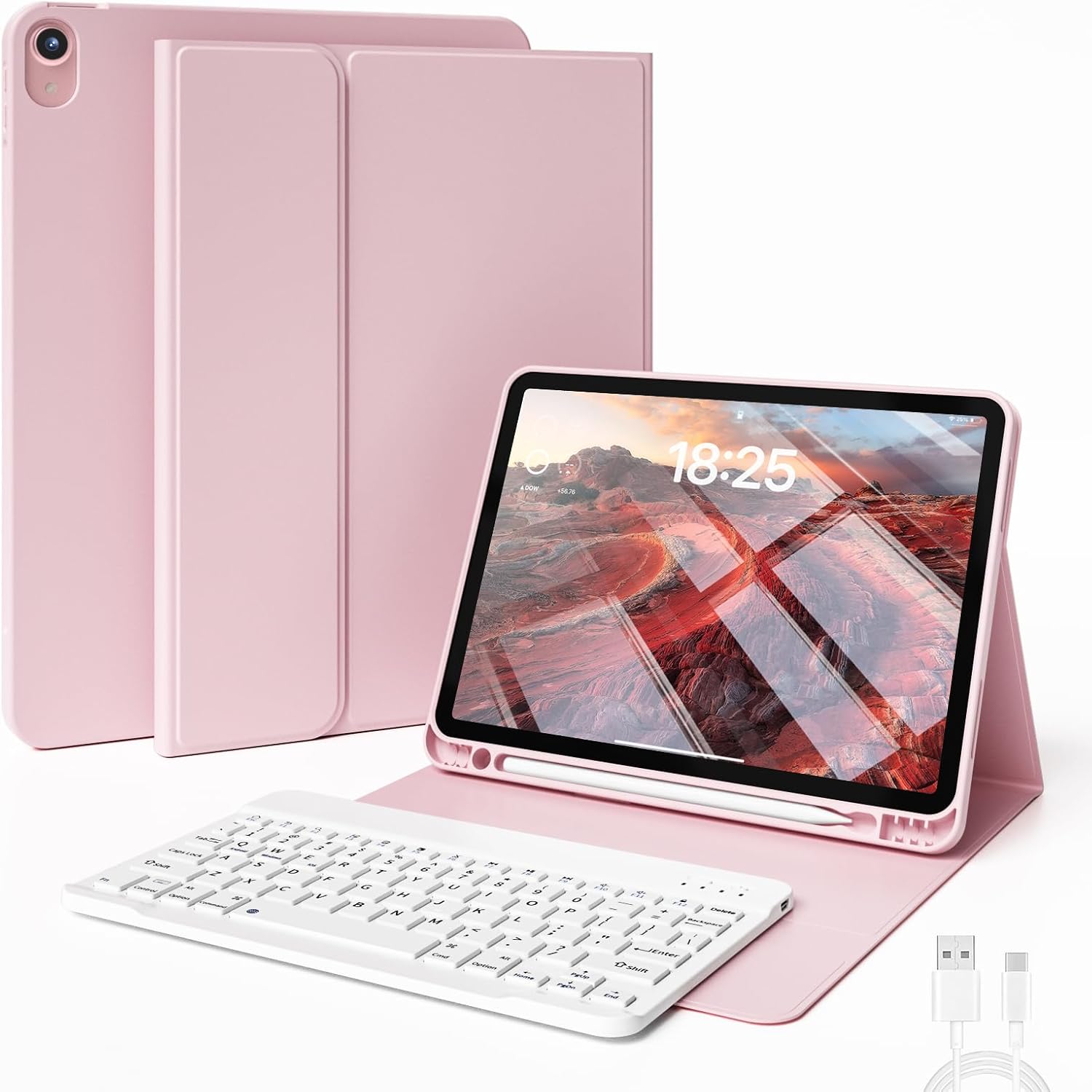 Keyboard Case for iPad Air 11 inch M4/M3/M2 (2026/2025/2024) & iPad Air 5th/4th Generation (2022/2020) 10.9-inch | Detachable Wireless Bluetooth Keyboard Cover with Pencil Holder (Blue Gray)