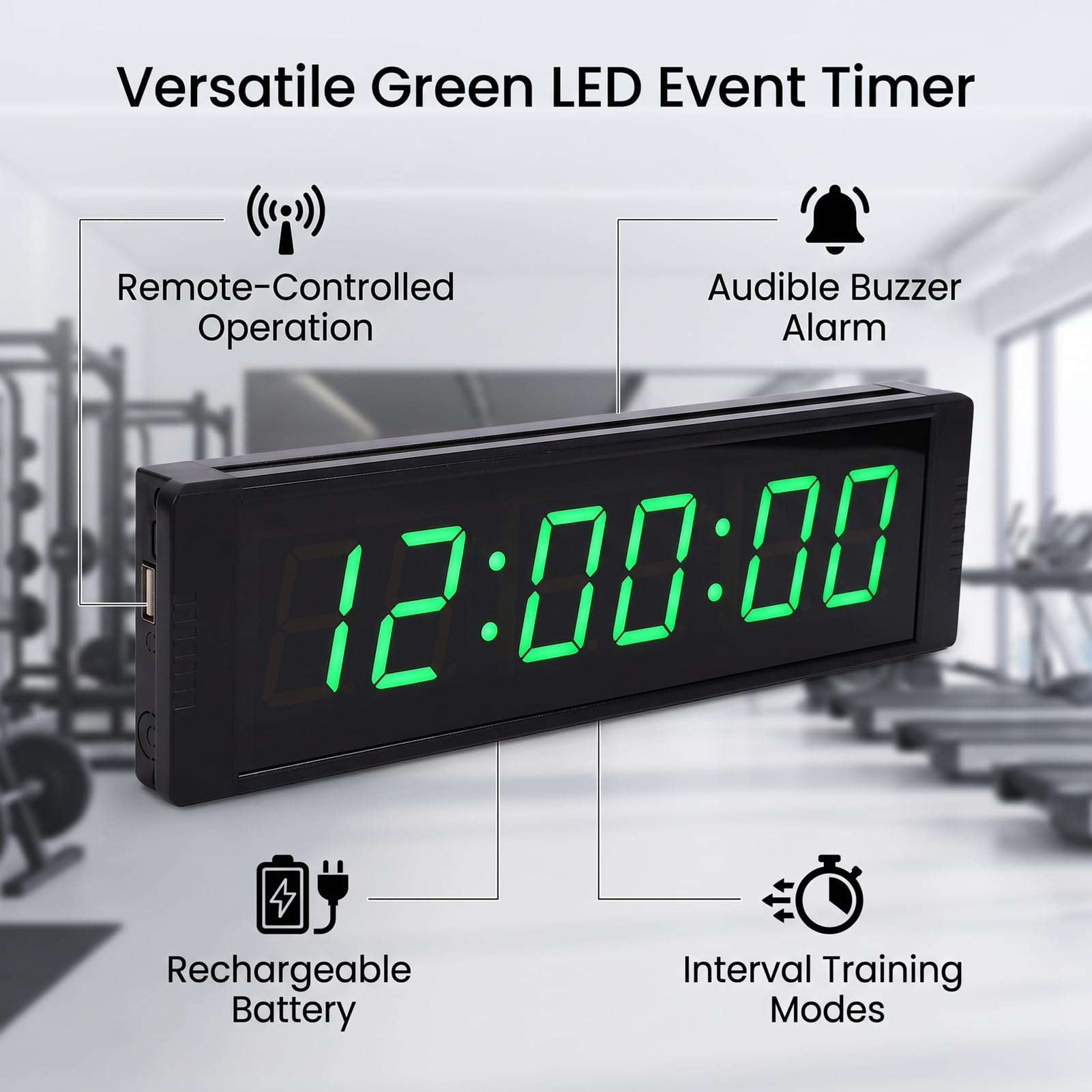 Fafeicy Temporizador de Torneo LED Reloj de Cuenta Regresiva Digital de Aleación de Aluminio Pantalla Verde de 6 Dígitos Control Remoto Recargable de 4000 MAh para Gimnasio Reuniones de