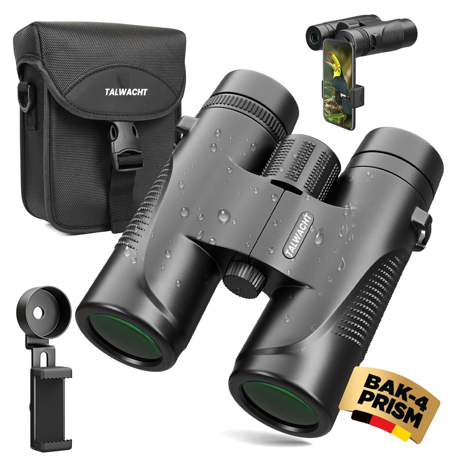 Fernglas 10x42 für Erwachsene – HD BAK4 Prisma, FMC Mehrschichtvergütung, Wasserdicht IPX7 & Beschlagfrei, Weitwinkel Fernglas für Vogelbeobachtung, Wandern, Reisen, Safari & Outdoor