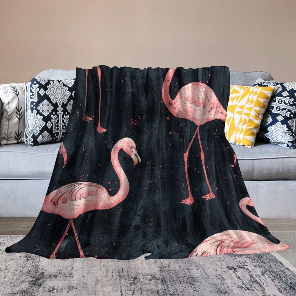 Plaid flanelle douce flamant rose pêche couverture lit légère