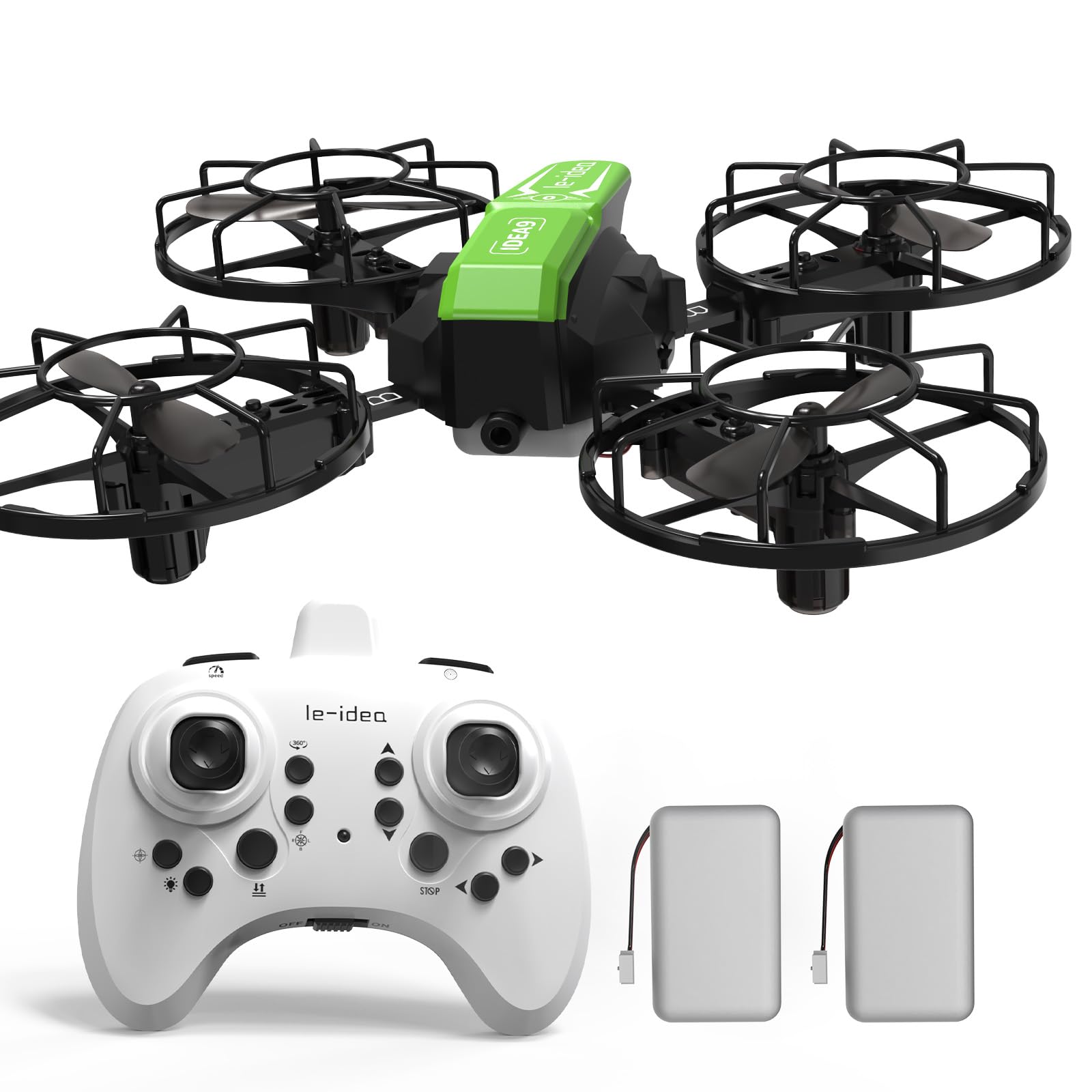 LE-IDEA Desmontable Dron con Modo de Competición por Infrarrojos para Principiantes, Mini Drone con 3D-Flip, Despegue/Aterrizaje con un 1 Botón, 3 Modos de Velocidad, Aeronave Educativa con 2 Baterías
