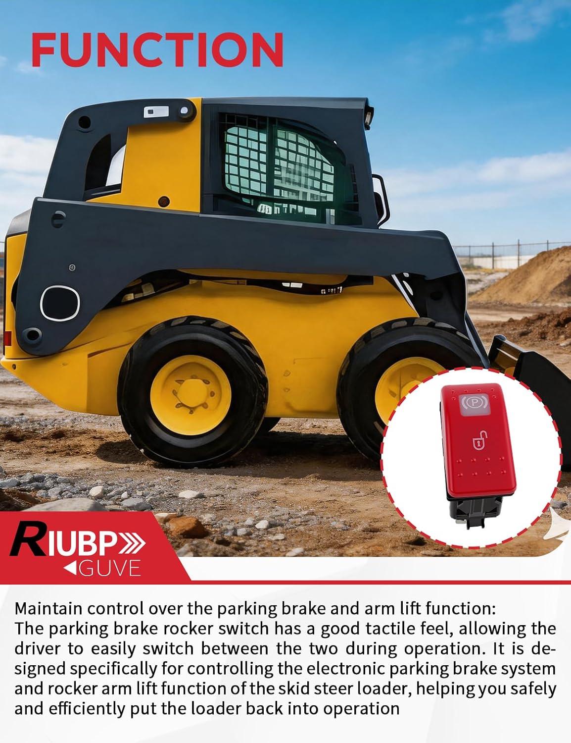 AT405202 Parking Brake Rocker Switch Fit for John Deere Compact Track Loader CT315 319D 323D 329D 329E 333D 333E,for John Deere Skid Steer Loader 9 Pin (ON)-Off-(ON)