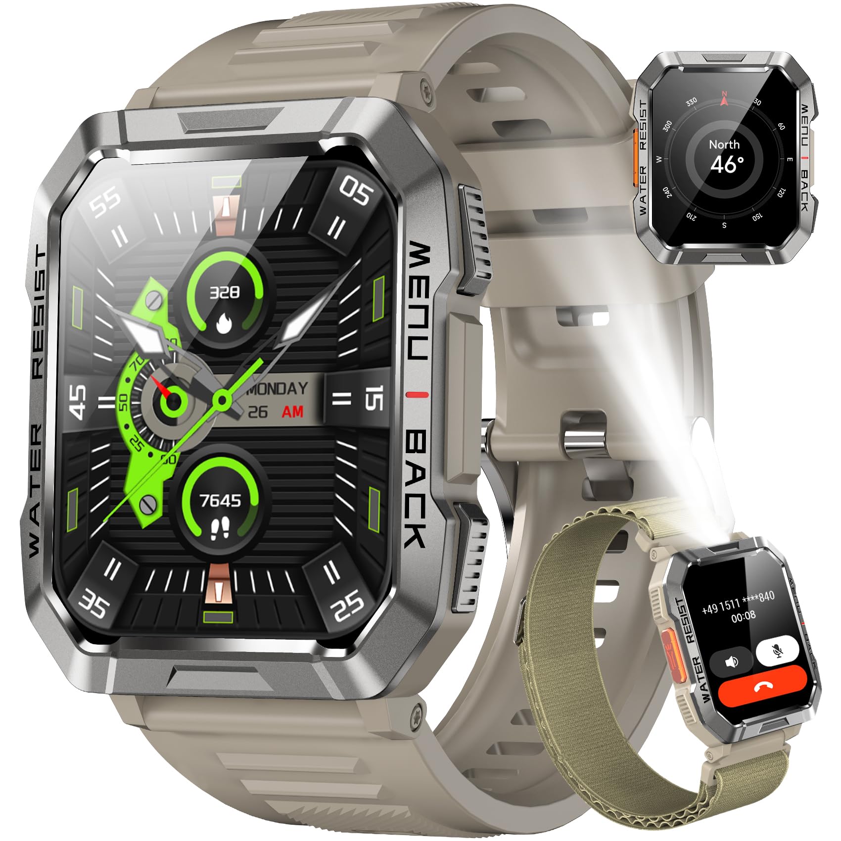 Blackview Smartwatch Uomo, Smartwatch Militare Uomo Fitness con Chiamate Bluetooth,2.01" Orologio Intelligente 112+ Modalità Sportive/900 mAh/Sonno/Cardiofrequenzimetro/Torcia/Bussola per Android IOS