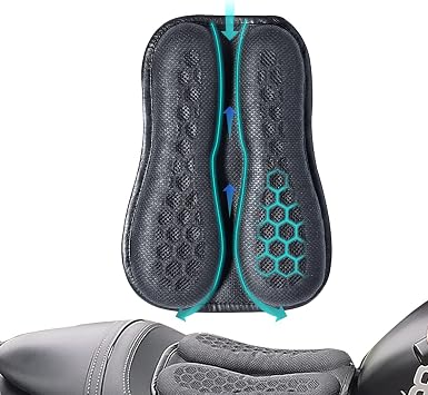 Foldable Motorcycle Seat Cushion,High Elasticity Gel 3D Honeycomb Comfortable Breathable Shock Absorption for Long Ride Seat Cover