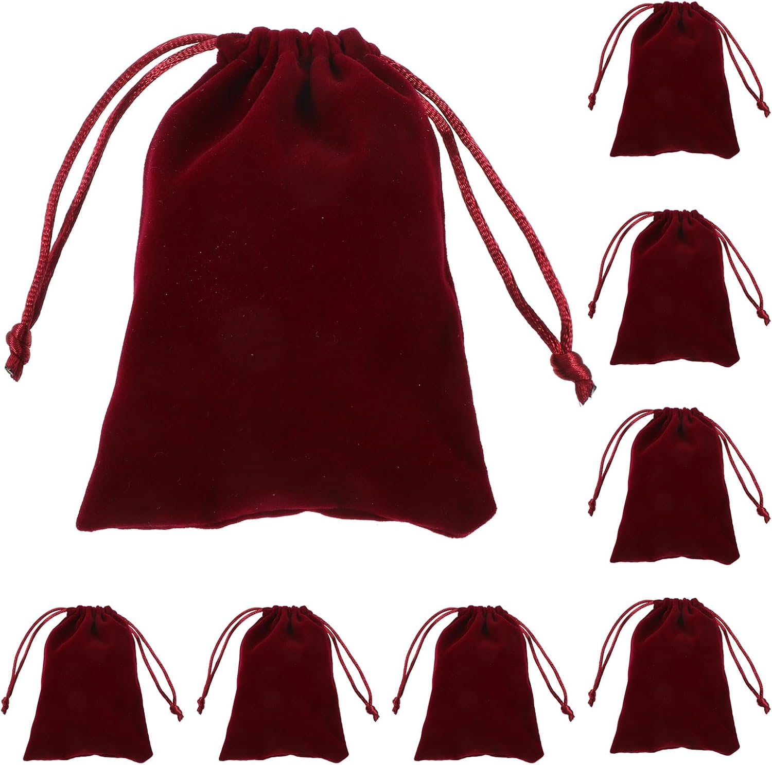 10pcs Velvet Drawstring Gift Pouches 9x12cm Reusable Coin Pouches for Candy Wedding Party Favor Valentine Favors Red