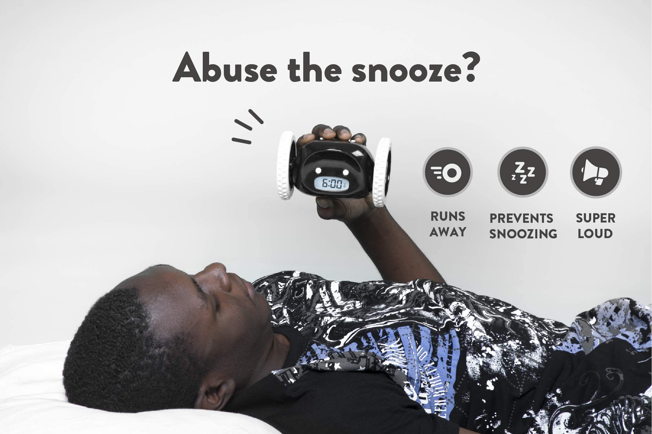 Buy CLOCKY Alarm Clock on Wheels (Original) Extra Loud for Heavy