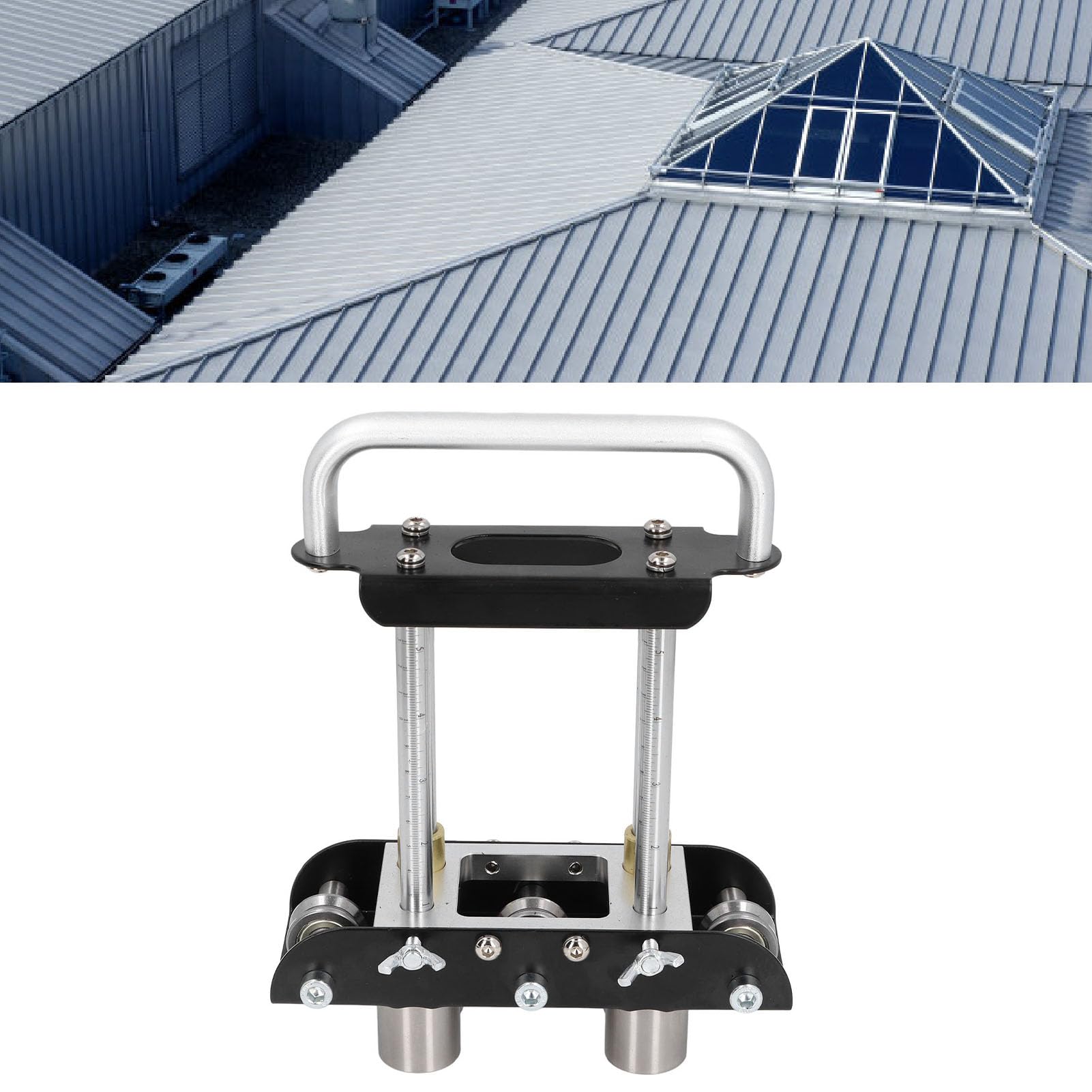 2-stanowiskowa Rolka Krawędziowa do Gięcia Metalowych pokryć Dachowych Pod Kątem od 0 do 90°, Giętarka Rolkowa do Blachy Pasuje do Stali o Grubości od 0,3 do 1 Mm, Wykonując