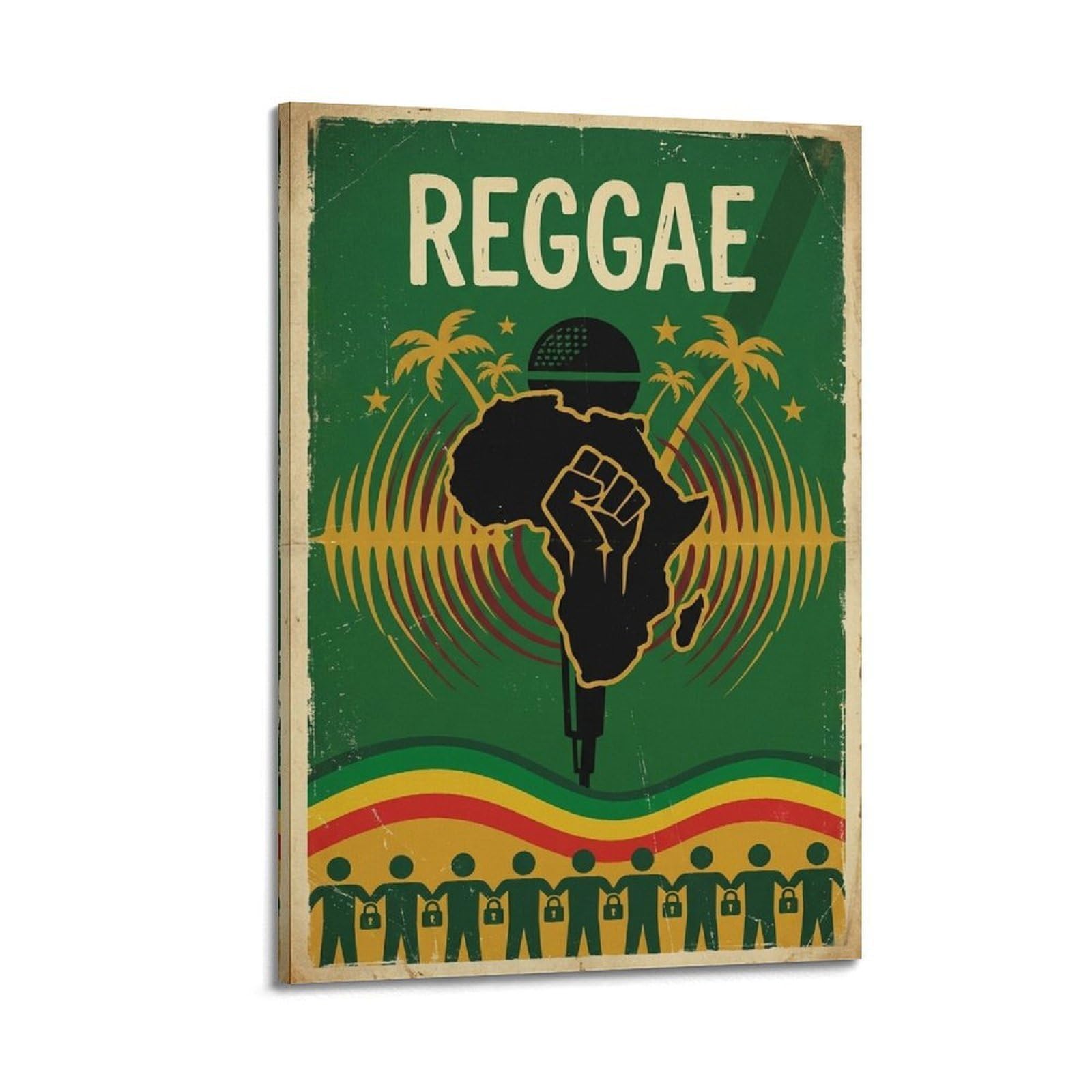 XKUGA Poster con stampa moderna su tela con mappa dell'Africa e radici del pugno, reggae, decorazione artistica da parete ideale per famiglia, grotta degli uomini, sala giochi, camera da letto di