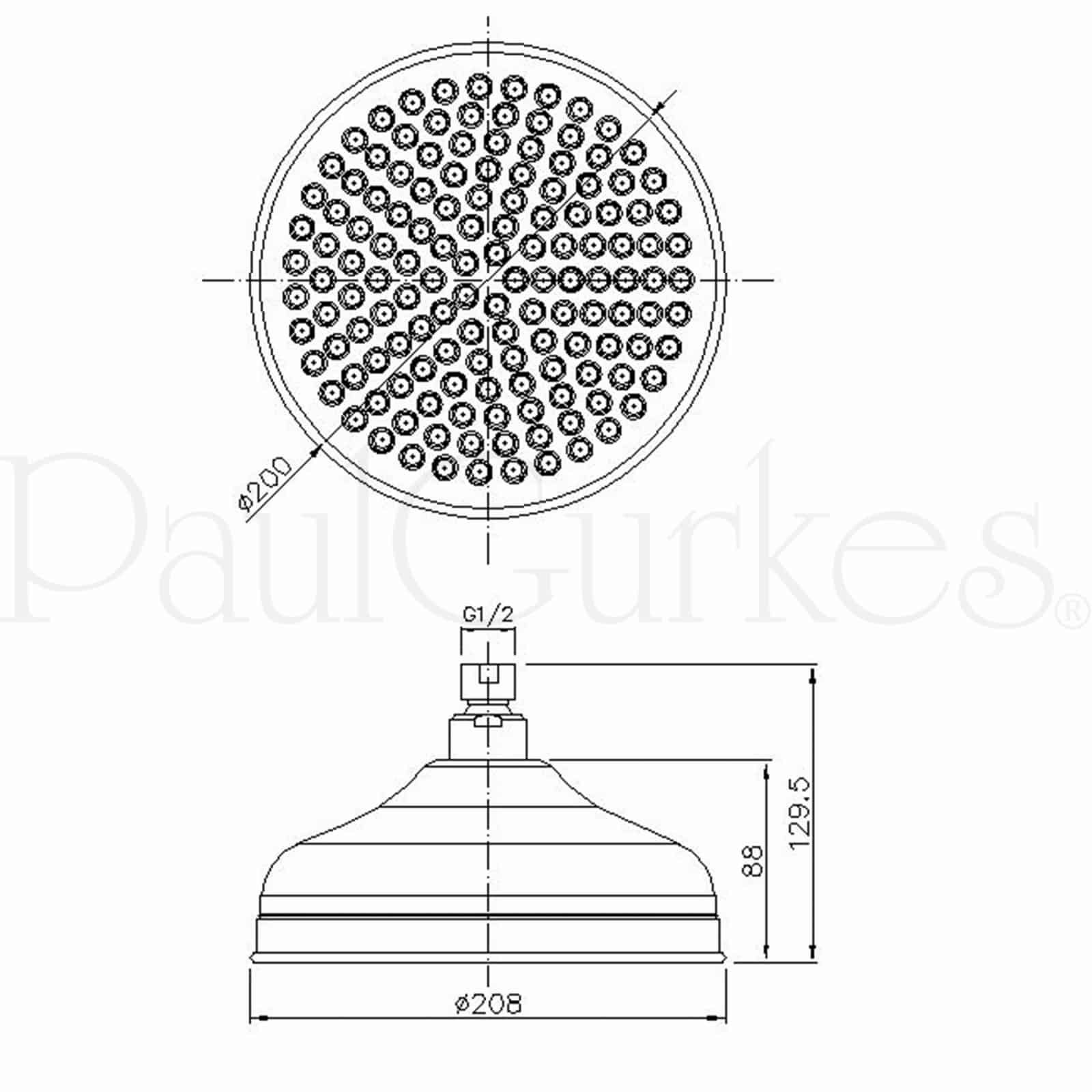 Sistema de Ducha Nostálgico con Grifo, Latón Cromado, Cabezal Ø 20 cm, Montaje en Pared, Bohrloque 97-127 cm