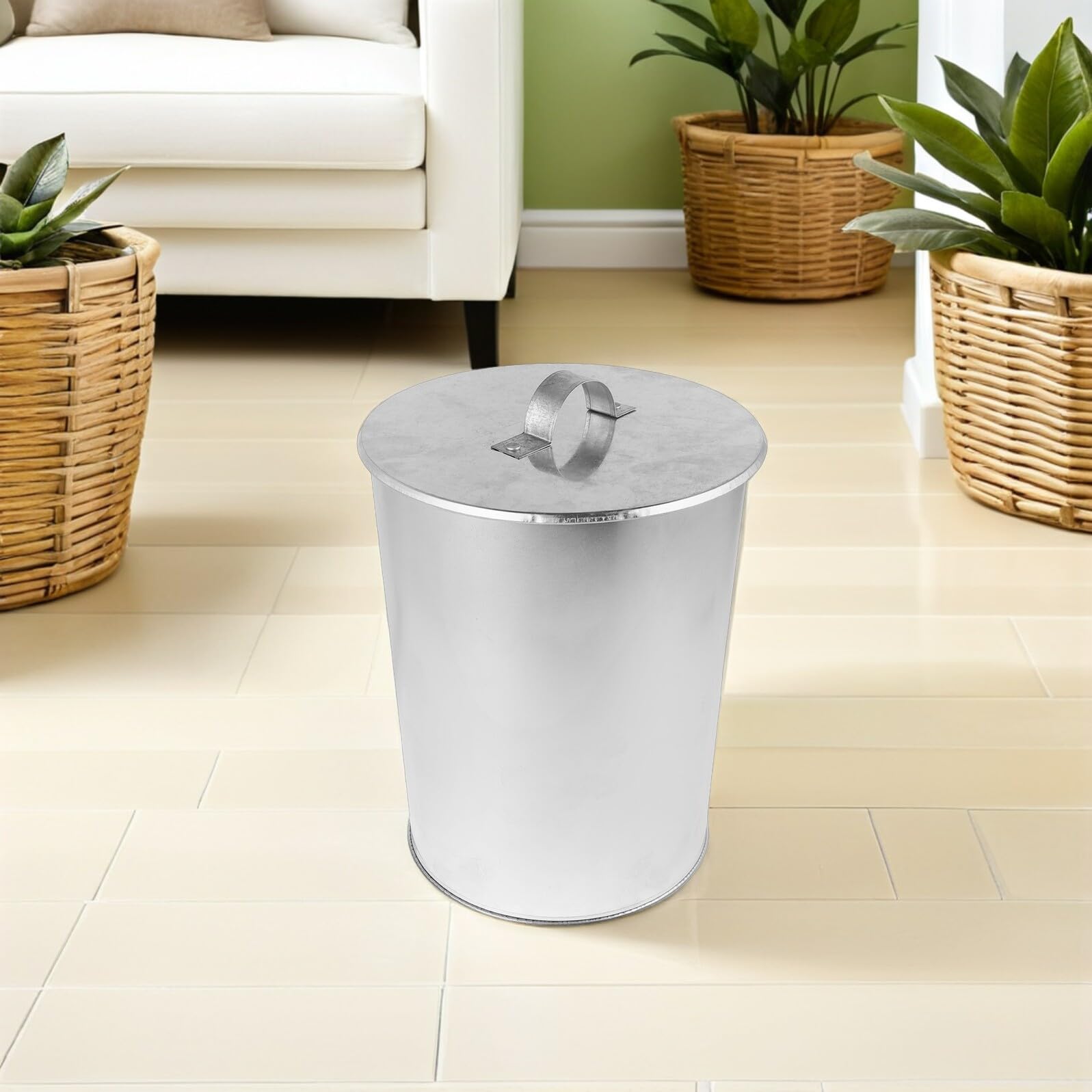 Alipis Secchio per Cenere in Ferro Zincato 18l con Coperchio, Contenitore per Cenere e Carbone per Caminetti, Barbecue e Campeggio, Kit Portatile per Smaltimento Sicuro e Raffreddamento