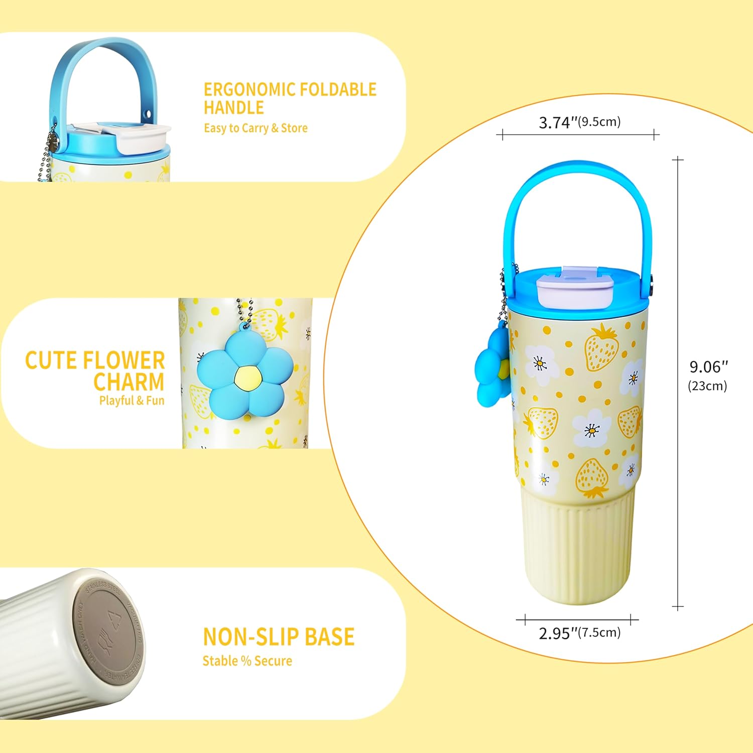 Insulated Water Bottle 24 oz Tumbler with Lids and Straws, 100% Leak-Proof, Insulated Water Bottle for Kids, BPA Free Stainless Steel Water Bottles for School Sports Trips