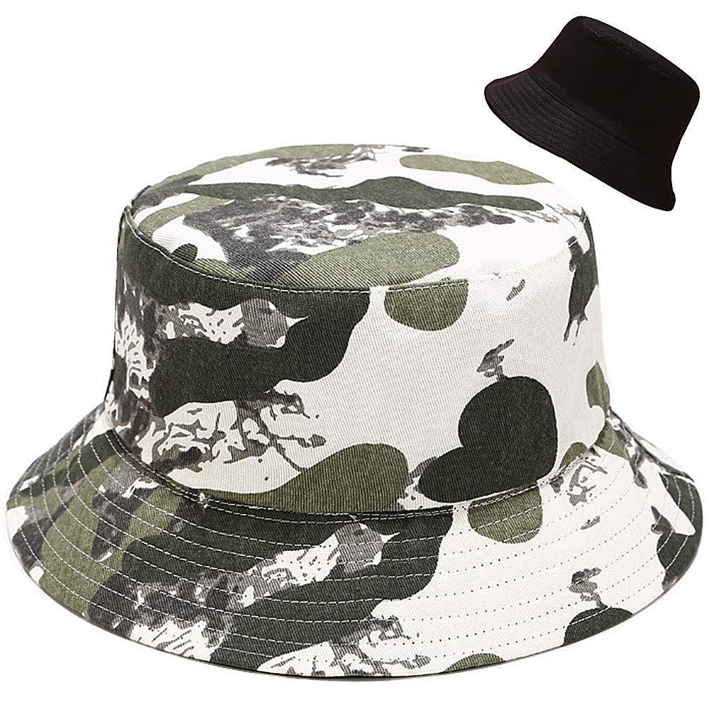 XYIYI Camo Green Reversible Bucket Hat Beach Sun Fishing Hats for Women Teen Girls