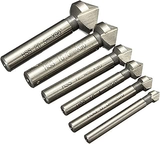 BERWENNY YINGJUN 6Pcs 3 Flute 90 Degree Chamfering Cutter End Mill Tool Round Shank Countersink Deburring Drill Bit Set 6.3-20.5mm (Hole Diameter : Set(6.3 20.5mm))