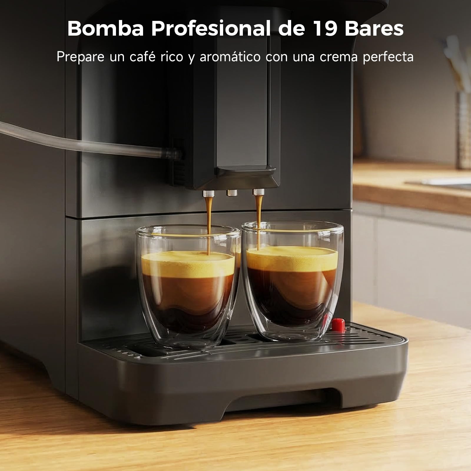 Woox Cafetera Superautomática de 20 Bares – Máquina de Café con Molinillo y Espumador de Leche, Tanque 1,5L, One-Touch, Autolimpieza, Cafetera Profesional para Hogar y Oficina