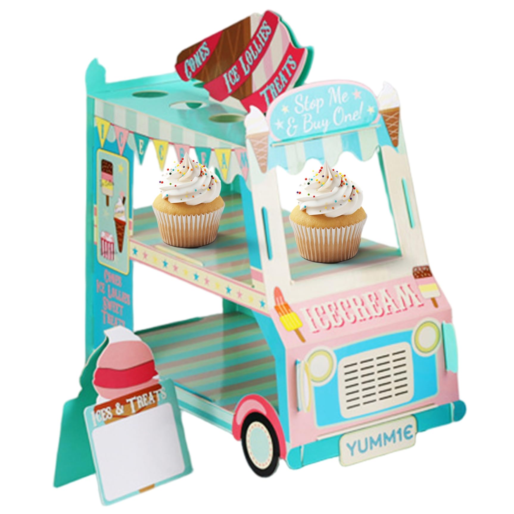 Support à cupcakes van en carton pour buffet anniversaire enfant