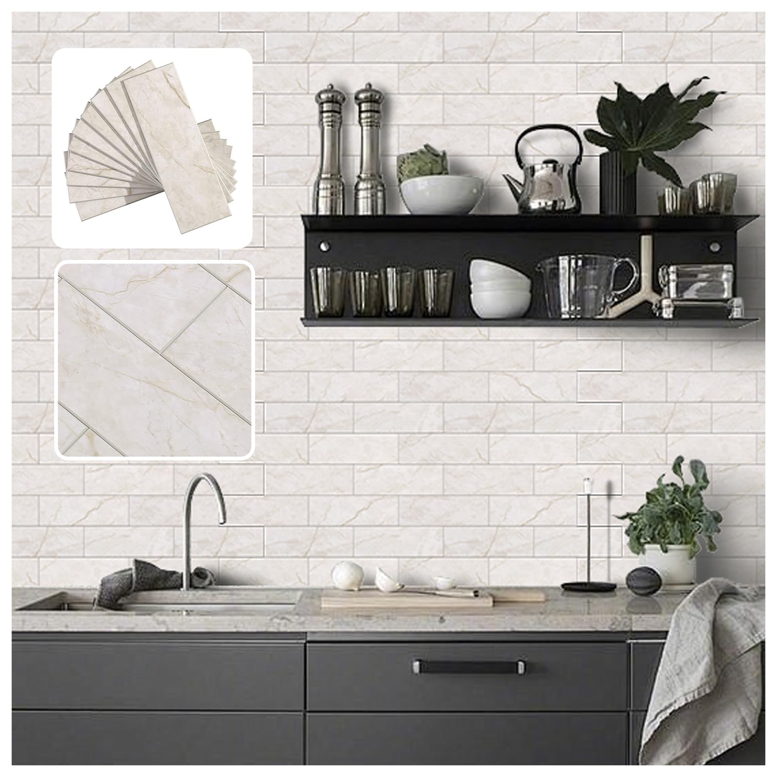 Tilingview 30 PCS Peel and Stick Subway Tile in Beige Yellow
