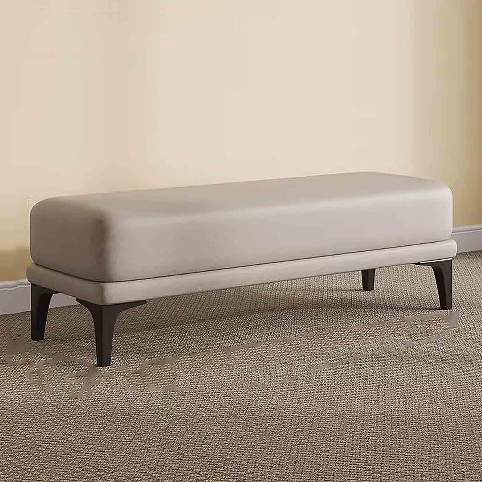SXZenSpace Narrow Entryway Bench for Bedroom End of Bed Hallway Shoe Changing Stool with PU Leather Cushion Solid Wood Frame Small Ottomans