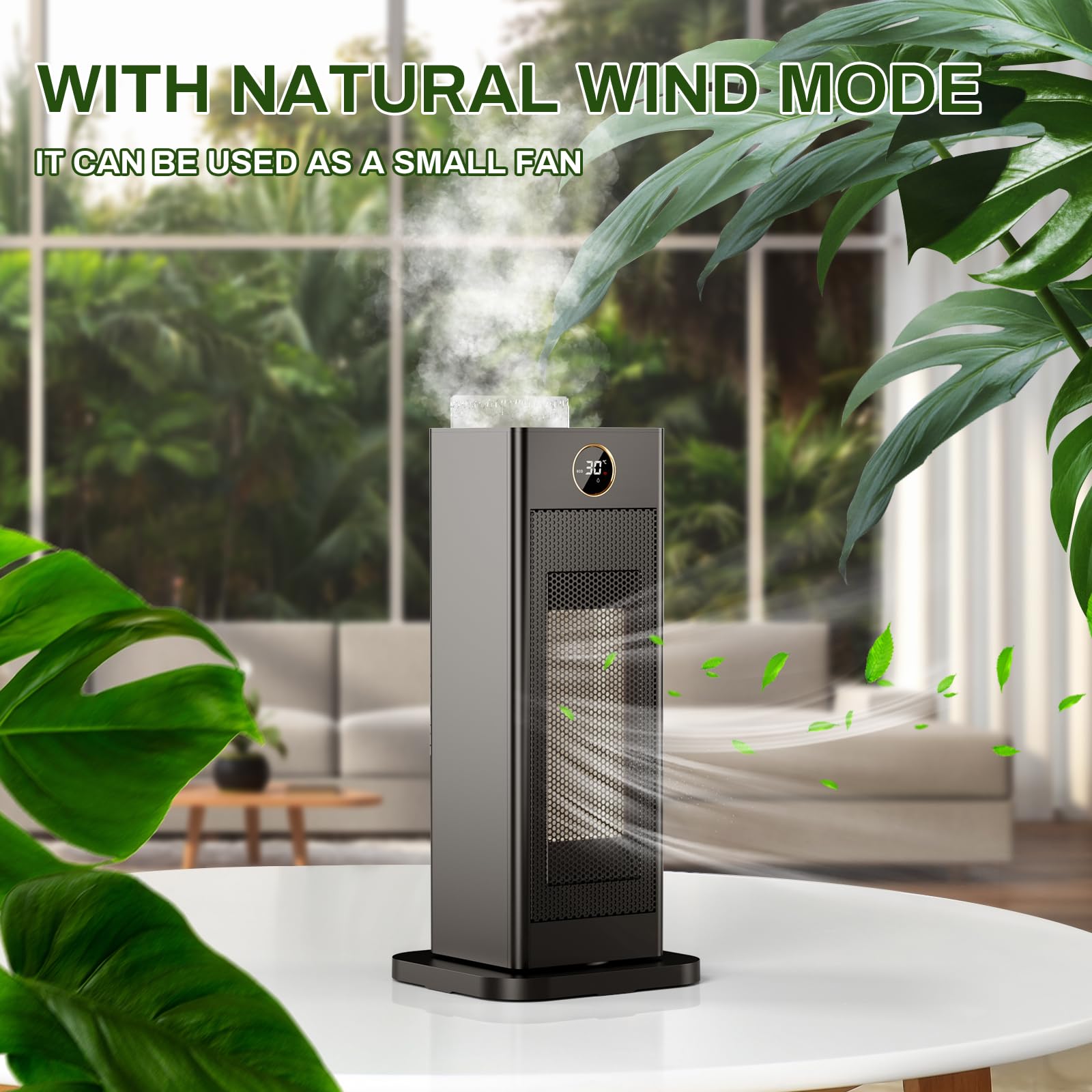 LIFERUN termowentylator, energooszczędny, mały, grzałka elektryczna z termostatem i nawilżaczem, 90° oscylacja, grzałka elektryczna PTC, ceramiczna, cicha, tryb ECO, do pokoi, sypialni