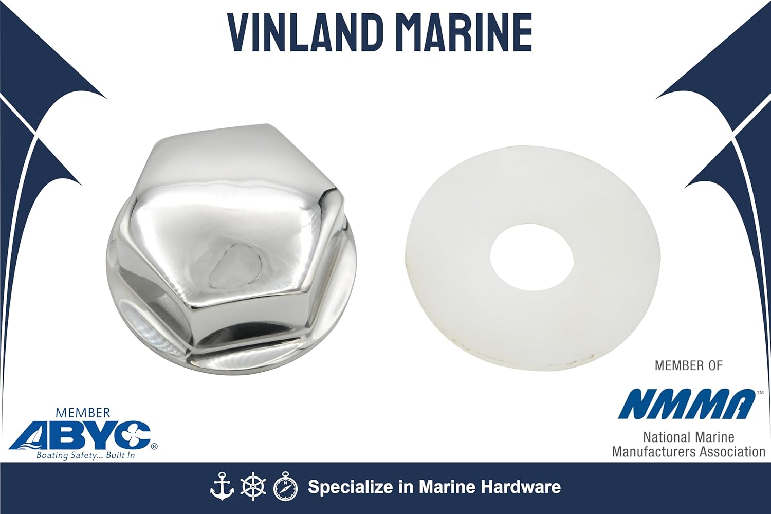 Vinland Marine 316 Stainless Steel Boat Steering Wheel Center Hexogon Nut for bass Boat Steering Wheel Boat Steering Wheel Center Cap Pontoon Boat Steering Wheel (XL Nut, Thread M12*1.75)