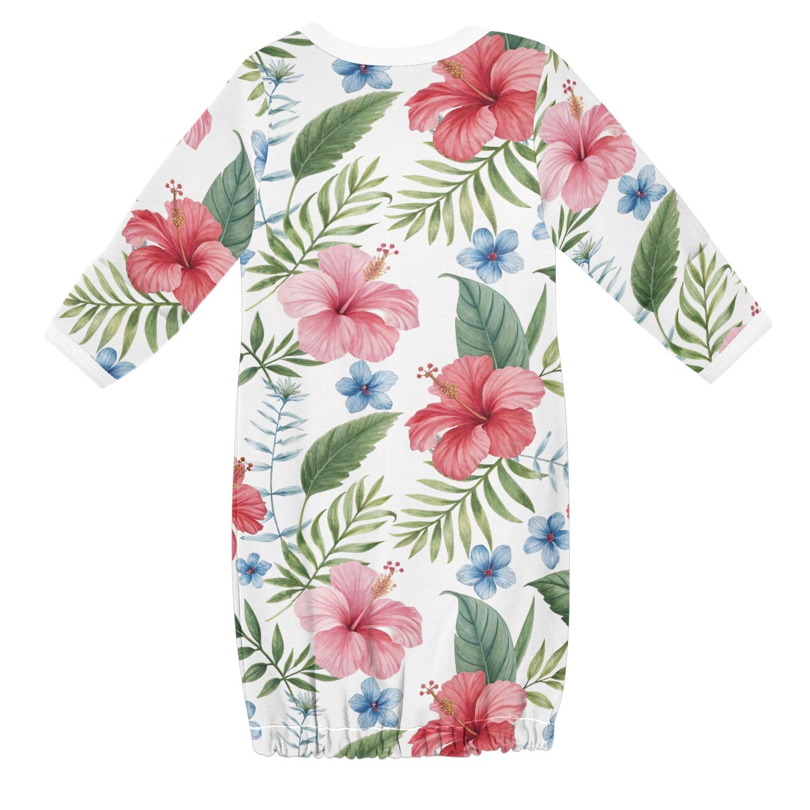 CHIFIGNO Tropical Flowers Pink Blue Unisex Cotton Baby Gowns Newborn 0-3 Months, Newborn Girl Clothes for Hospital