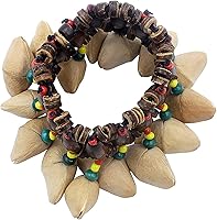 Vista 3 de Pulsera tobillera con sonajero de semillas de Cacho, 2 PCS pulsera africana shaker de cáscara de nuez, accesorios de percusión natural, instrumento