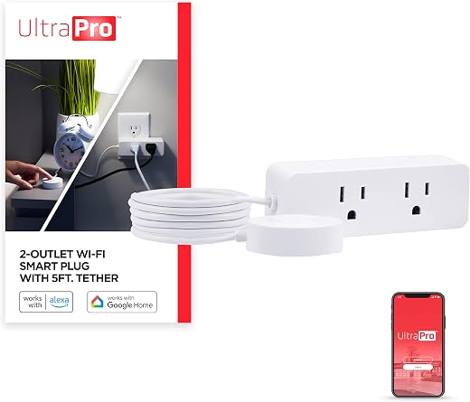 UltraPro™ 2-Port Pluggable Wi-Fi Smart Switch, Connected 2.4GHz Wi-Fi Smart Plug, Compatible with Alexa, Google Assistant,...
