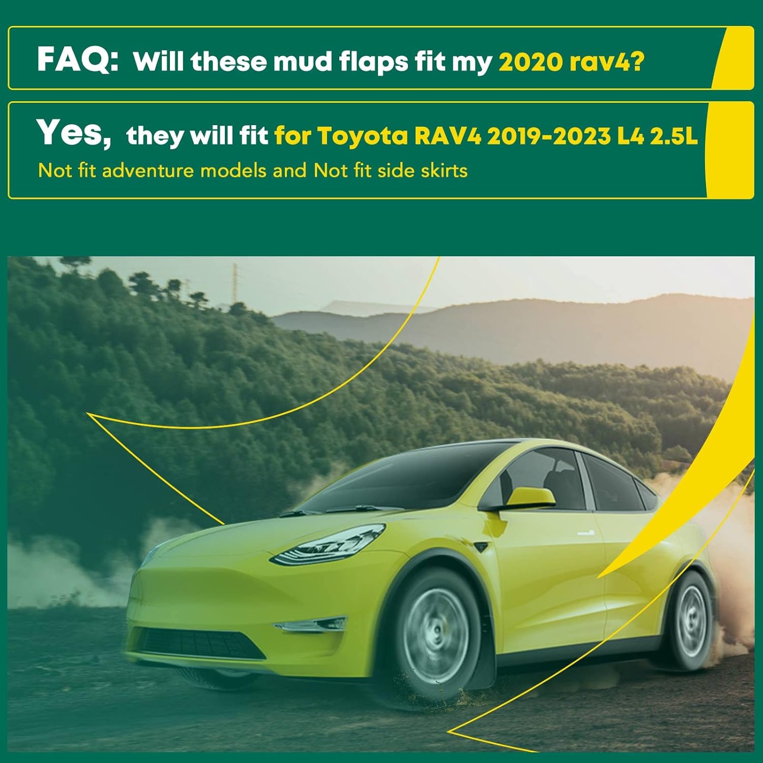 YHTAUTO Set of 4 Mud Flaps Splash Guards Accessories Replacement for Toyota RAV4 2019-2023, Not Fit Adventure Models & Side Skirts, Front and Rear LH RH, Black