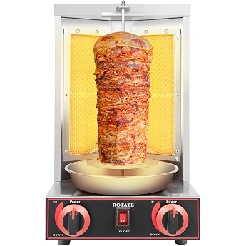 3000 W 220 V Doner Skewer Maximum Capacity 12 kg 360  Doner Grill Gas for Home Kebab Grill Rotissiere Chicken Grill Gyros Kebab Table Grill Vertical Grill Made of Stainless Steel