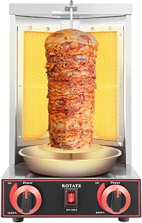 Máquina de kebab de gas 3000 W, barbacoa giroscópica para el hogar, barbacoa vertical, barbacoa eléctrica 220 V, kebab kebab con 2 quemadores para el hogar comercial, restaurante, cocina