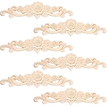 6 Pcs Wood Rose Appliques Onlays Set, Decorative Wooden Applique