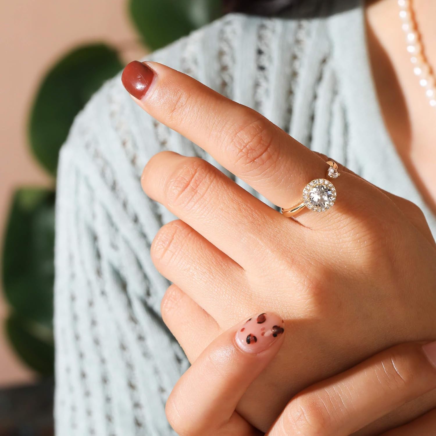 Fidget Ring Birthstone Rings for Women Thumb Rings Fidget Ring Women Rose Gold Ring Spinner Ring Anxiety Ring for Women Cubic Zirconia Ring