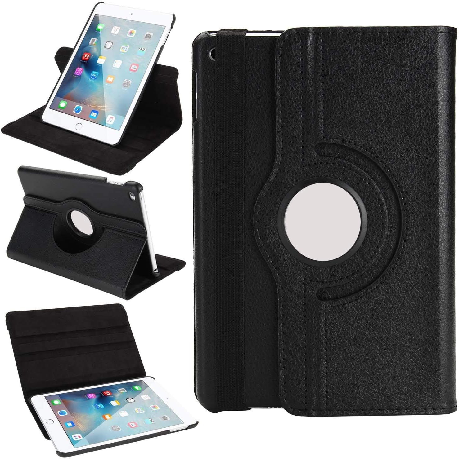 iPad Air 2 Case, 360 Degrees Rotating Multi Angles Magnetic Screen Protective Stand Case Cover for Apple iPad Air 2 (Black)