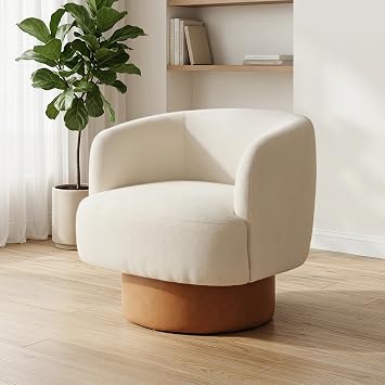 Barrel Swivel Chair, Mid-Century Modern Accent Chairs for Living Room