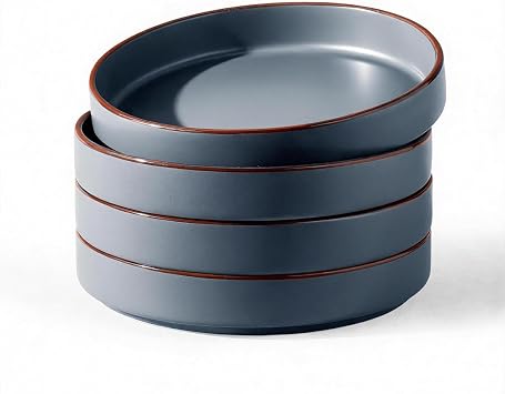 famiware Nebula 8.1" Bowls Set, Pasta Bowls Set of 4, Charcoal