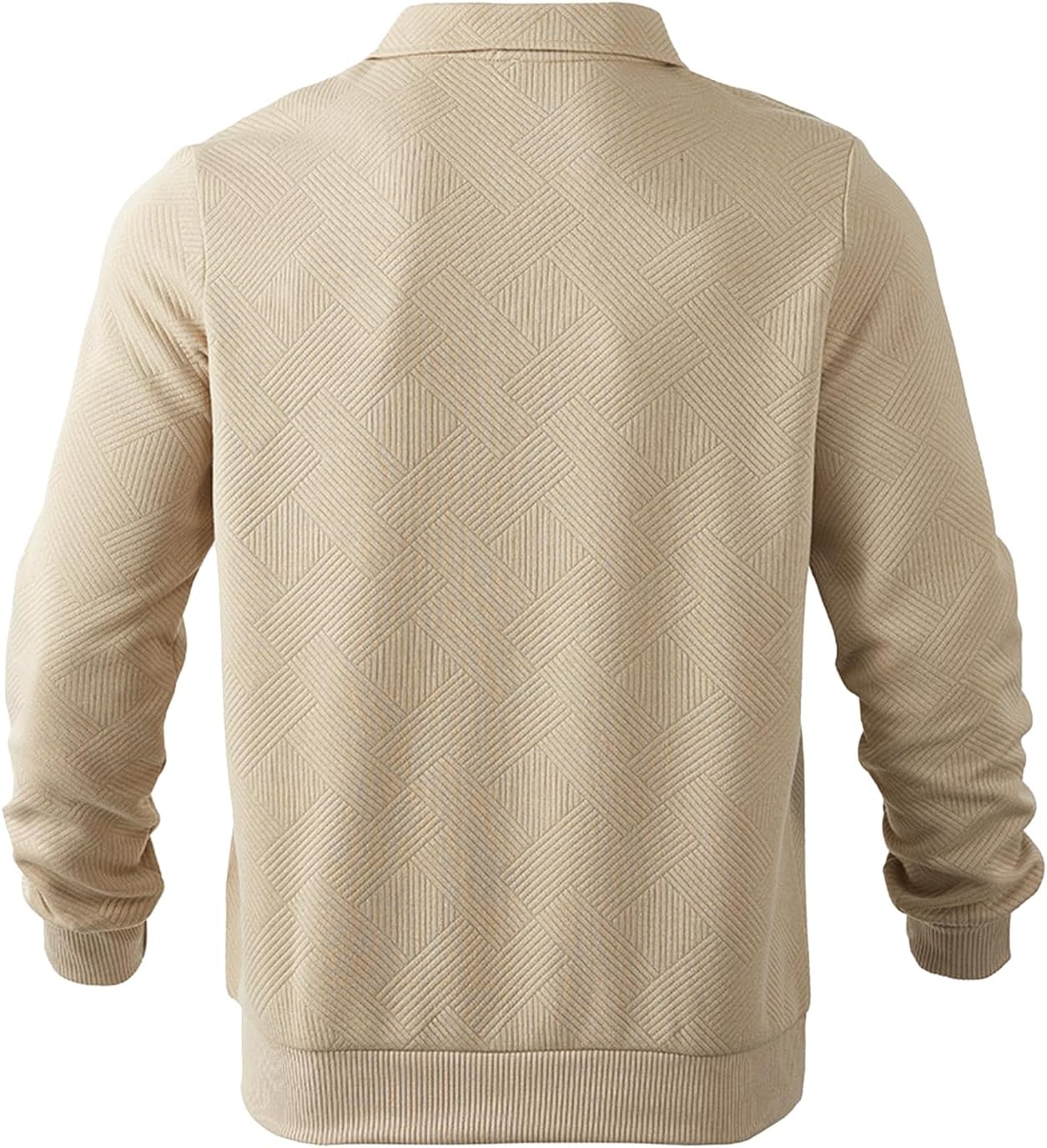 MARSVOVO Mens 1/4 Zip Pullover Spring Fall Classic Quilted Polo Neck Sweatshirts Daily Long Sleeve Tops Relaxed Fit