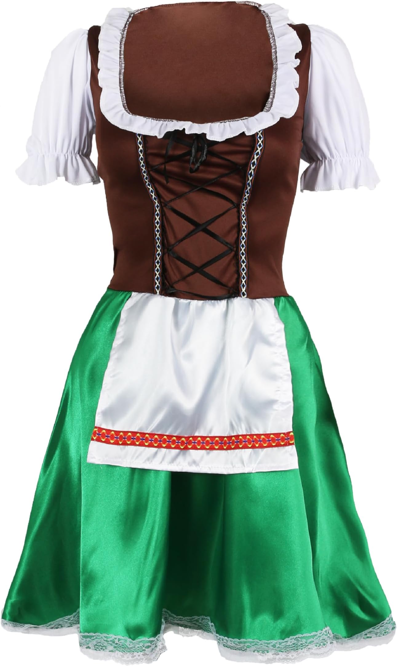 Ladies Bavarian Beer Girl - Medium - Oktoberfest Fancy Dress Costume - Brown/Green - Womens Beer German Maid Wench