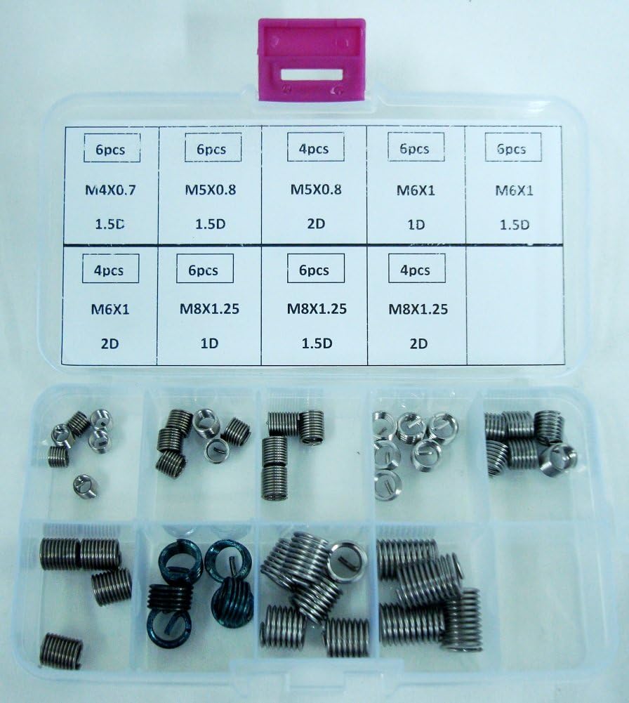 48pcs Metric Helicoil Stainless Steel Thread Repair Inserts Assortment Kit M4-M8