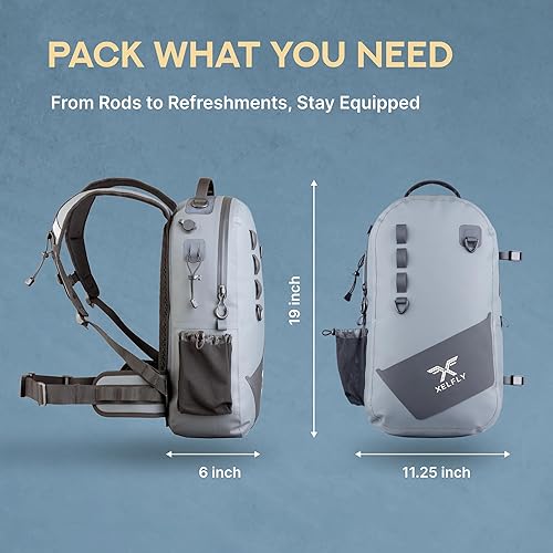 Miniatura 5 de Mochila de pesca impermeable con soporte para caña, válvula de aire inflable, bucles de engranaje, cremallera sumergible (gris), Gris, Moderno