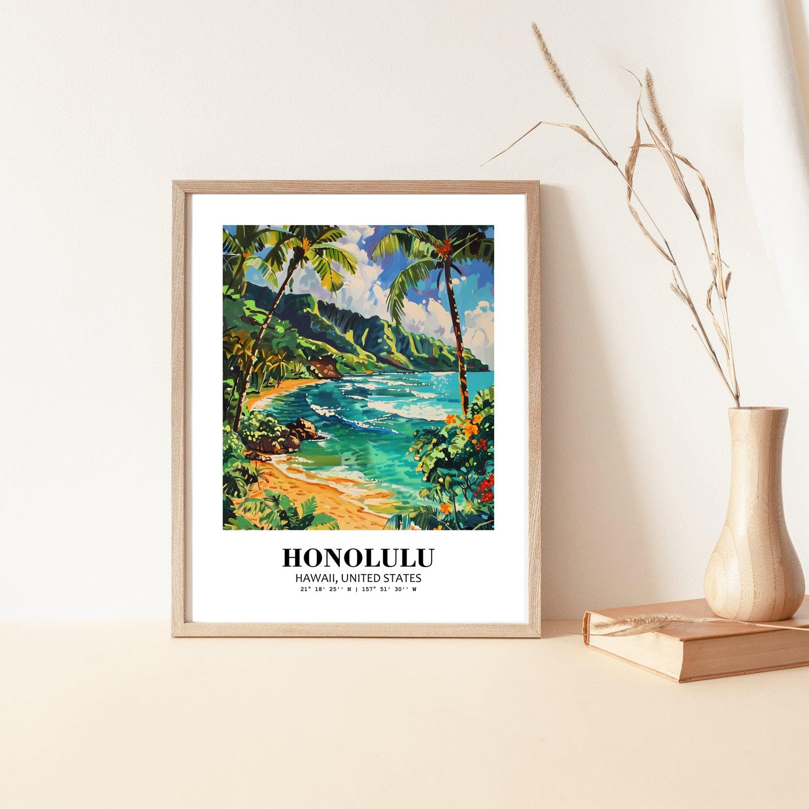 50's アメリカ モザイクタイル 絵画 額 ビンテージ ハワイ 50's