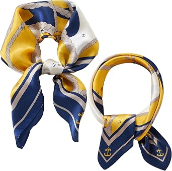 21"x21" /27"x27" Silk Hair Scarf for Women Lightweight Silk Head Scarf Yellow