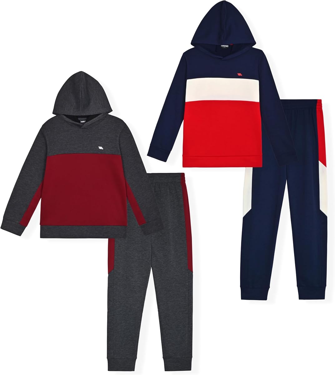 Conjuntos de jogging para niños, paquete de 2 sudaderas con capucha de forro polar y pantalones deportivos para niños que practican skate