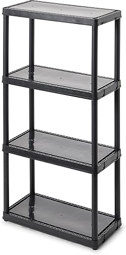 Gracious Living Estante organizador de almacenamiento con 4niveles de estantes de resina multiusos fácil montaje para garaje o interiores de