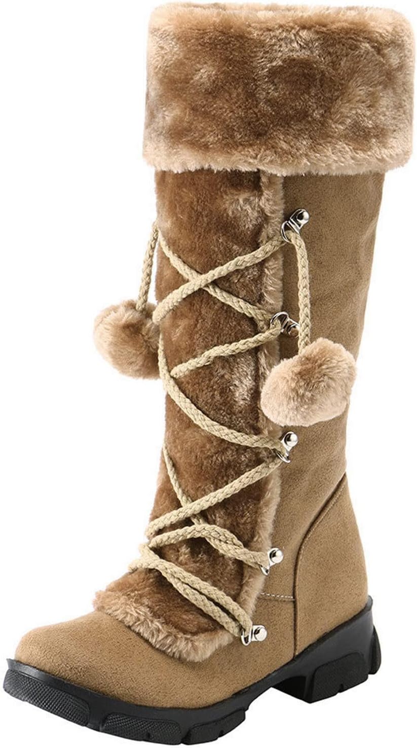 Fashion Ankle Boots for Women:Lightweight Winter Warm Plush Booties Hiking Outdoor Plush Footwear Shoes