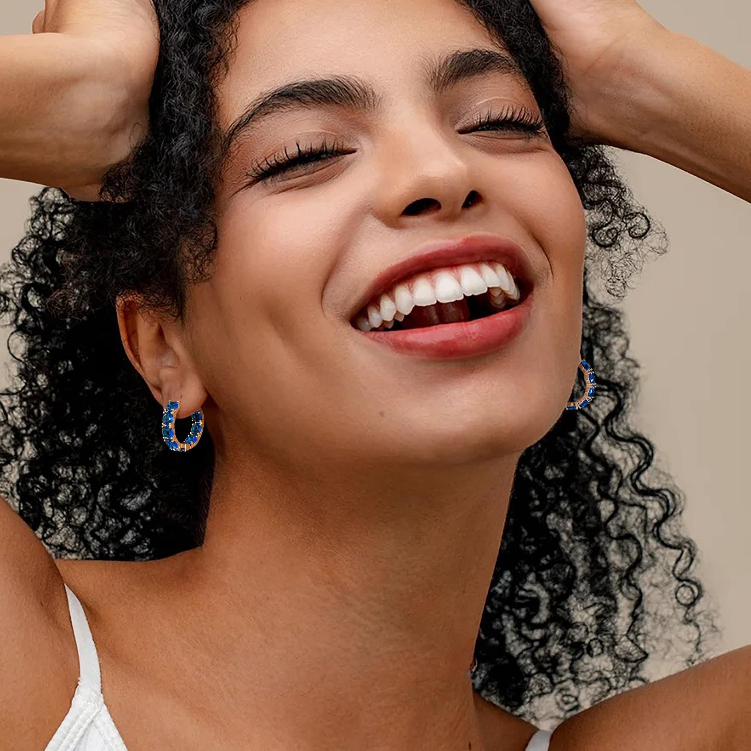 14K Gold Plated Hoop Earrings for Women,Silver Huggie Earrings for Women Cubic Zirconia Small Earring CZ Inside-Outside Hoop Earrings Clear,Hot Pink,Black,Red,Green,Multicolored Earrings - Image 4