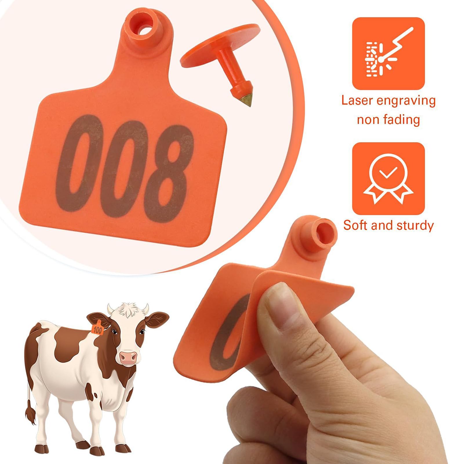 Ensemble d' Auriculaires pour Moutons 001-100 avec applicateur – d'identification du bétail pour Vaches, chèvres, porcs et Animaux de Ferme | Kit d' numérotées