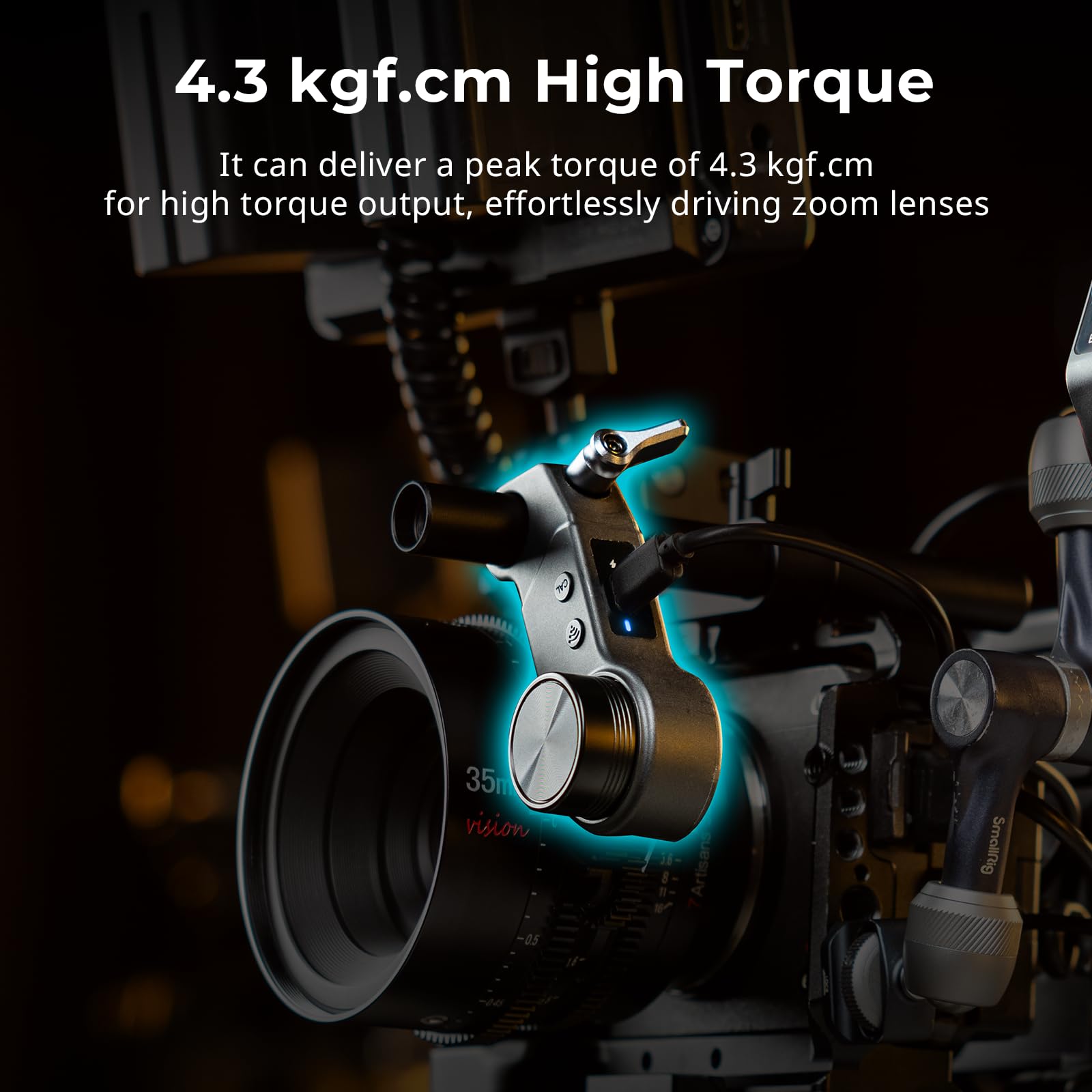 SMALLRIG Wireless Receiver Motor (Lite), Coppia di Picco di 4,3 kgf.cm, Supporta la Ricarica Rapida PD e QC, Bassa Latenza e Controllo Preciso, Design Compatto, per Obiettivi DSLR e Cine - 4297